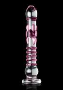 Icicles No. 6 Textured Glass Dildo 8.5in - Clear/pink